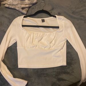 white crop long sleeve, super cute!! never worn !!
